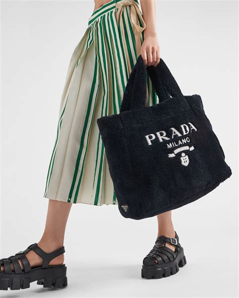 terry bag prada|Black/white Terry Tote Bag .